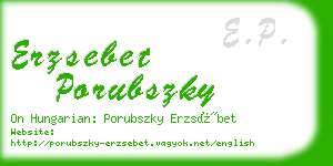 erzsebet porubszky business card